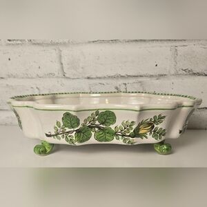 Vintage Italian Hand Painted Footed Ceramic Bowl Tray Floral CP/50